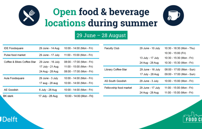 Open food & beverage locations during summer on campus | 29 June – 28 August